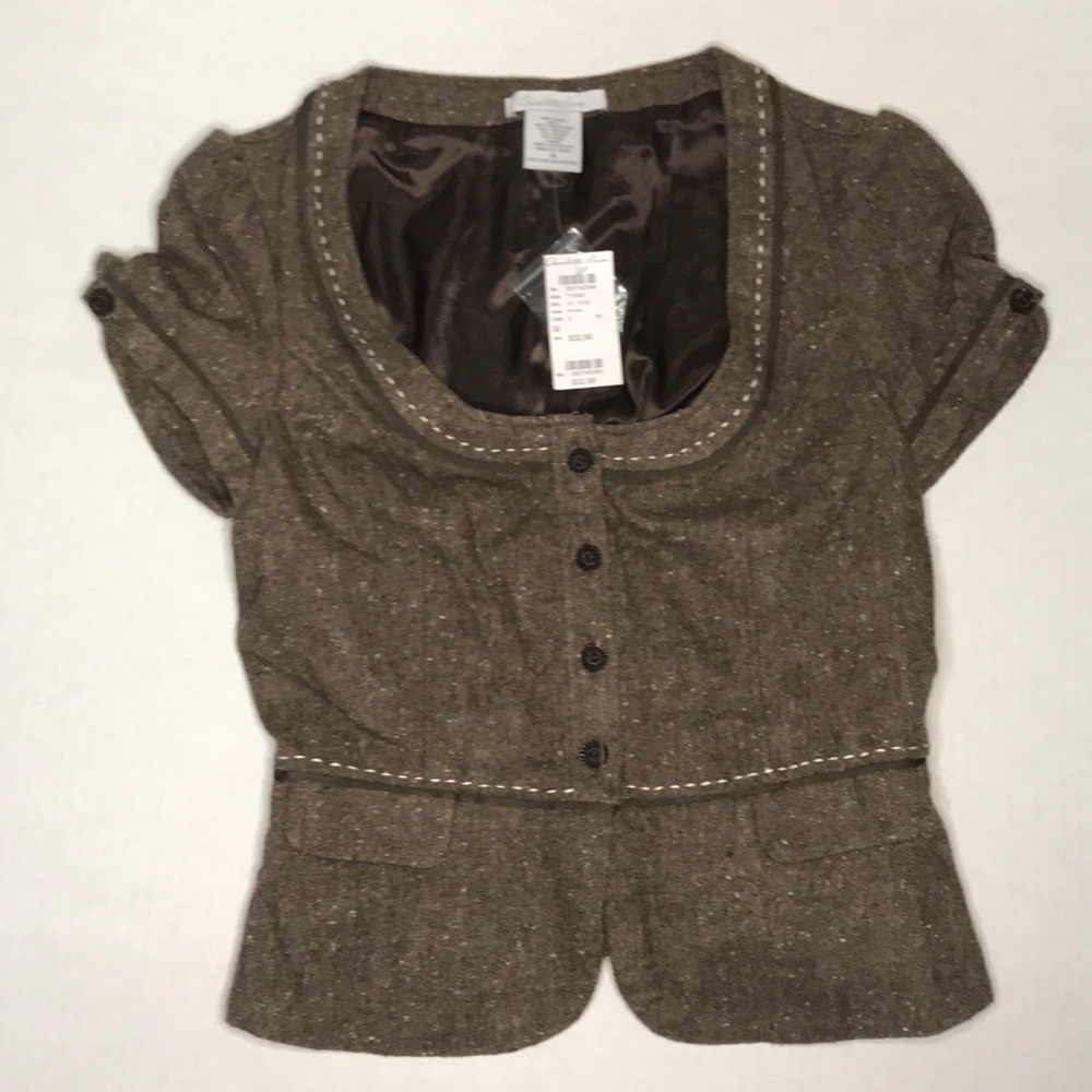 Charlotte Russe NWT BROWN TWEED BLAZER MEDIUM